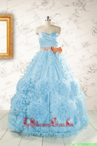 Custom Made Beading Aqua Blue Quinceanera Dresses for 2015